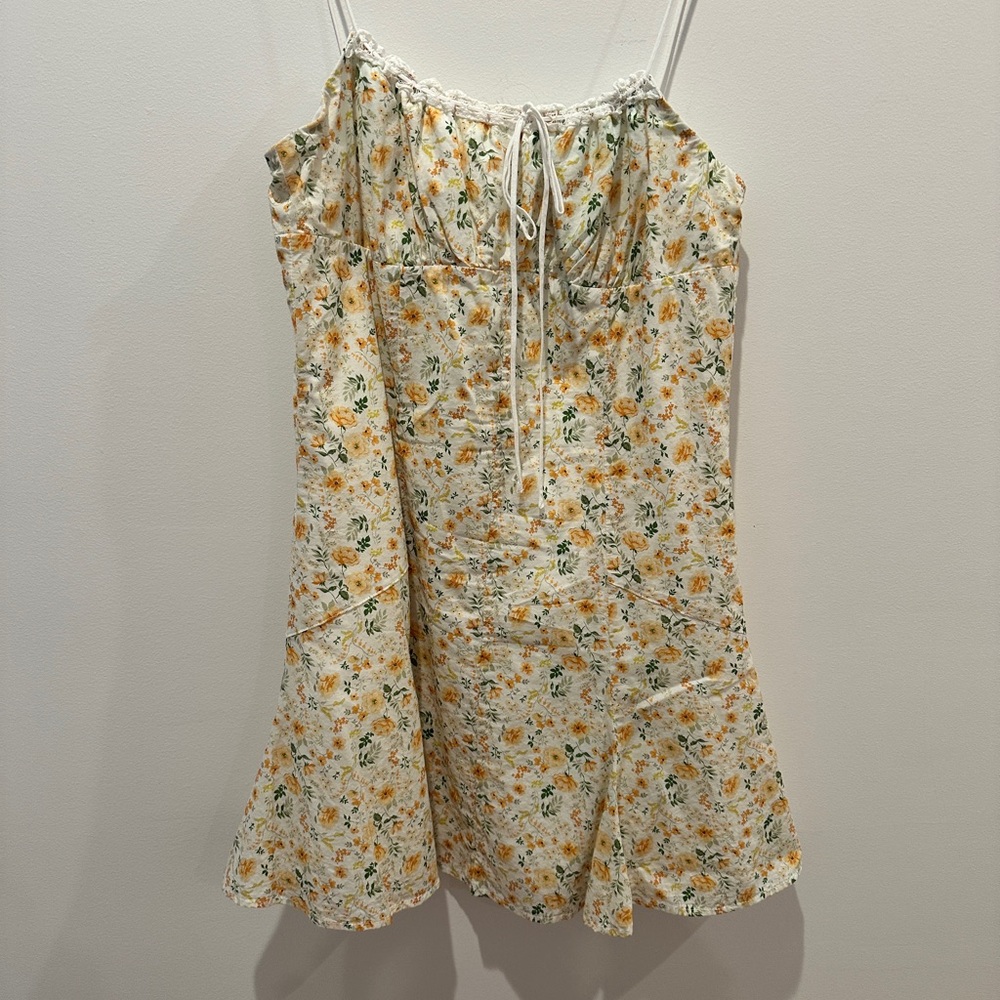 Cotton Candy Floral Dress with Orange and Green